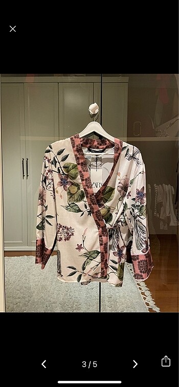 s Beden Çiçek desenli kimono gömlek