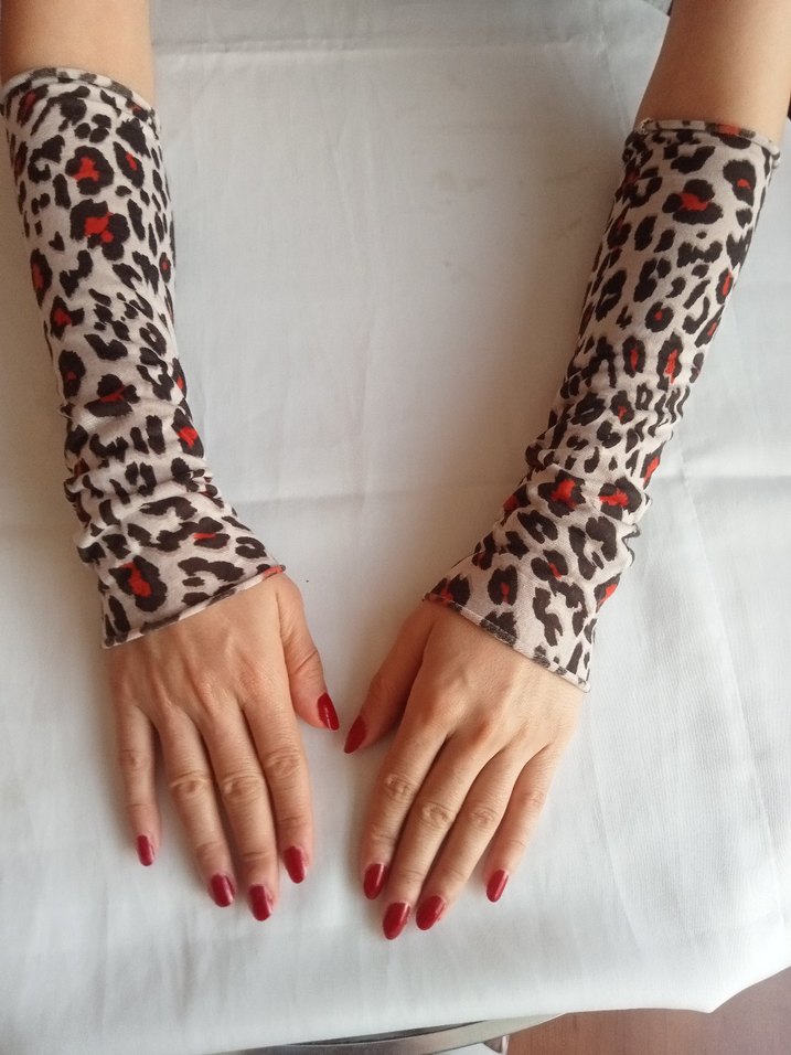 Bej Dantel Detaylı Renkli Bohem Eldiven - Görsel 2