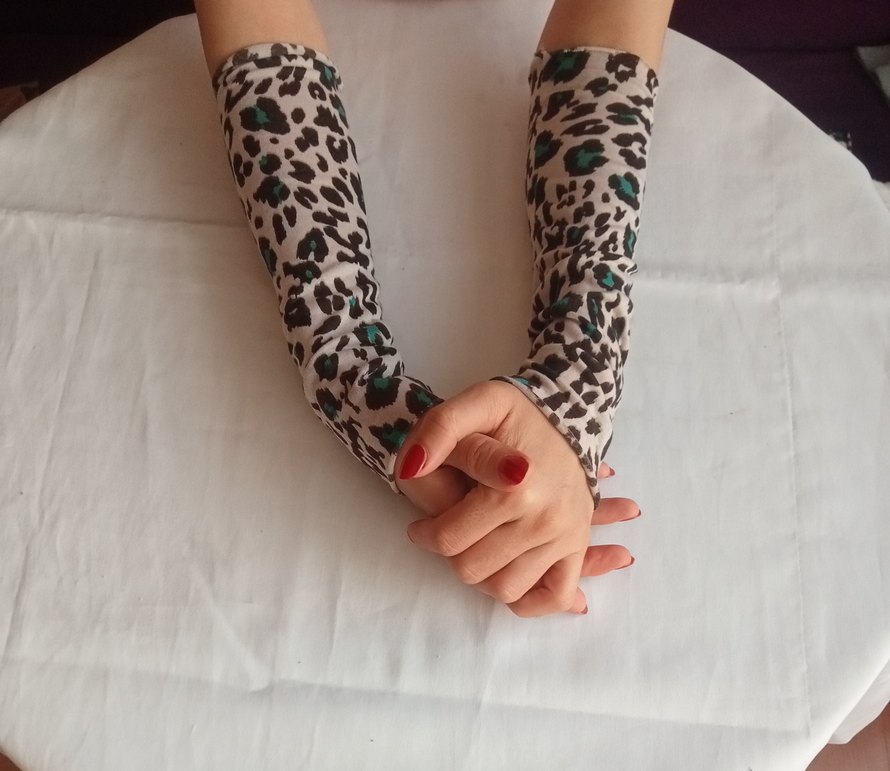 Bej Dantel Detaylı Renkli Bohem Eldiven - Görsel 5