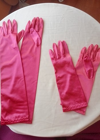 Pembe Barbie Saten Kadın Eldivenleri, - Görsel 5