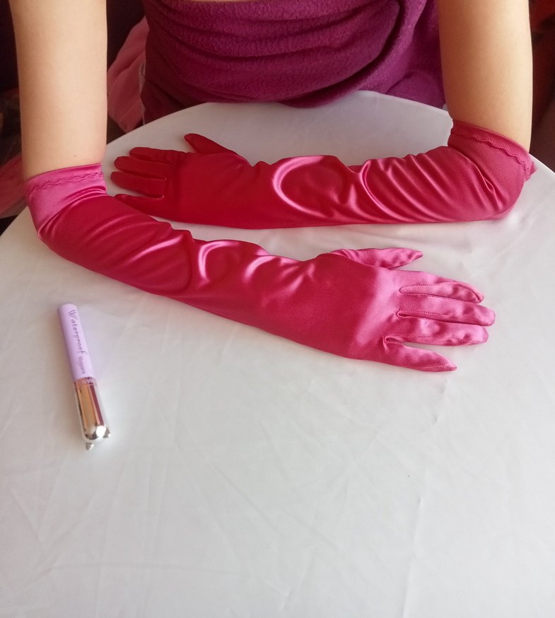 Pembe Barbie Saten Kadın Eldivenleri, - Görsel 2