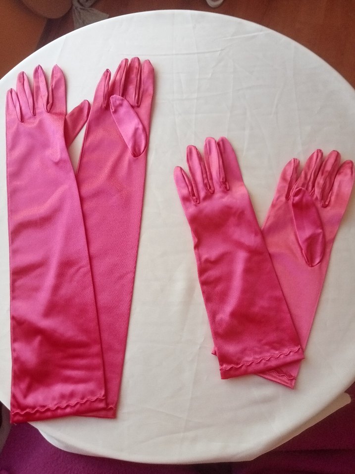 Pembe Barbie Saten Kadın Eldivenleri, - Görsel 5