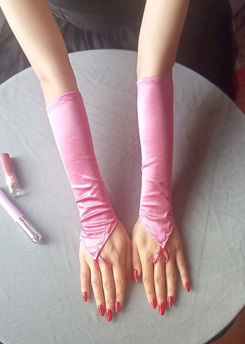 Pembe saten,likralı Kadın Eldivenleri - Görsel 2