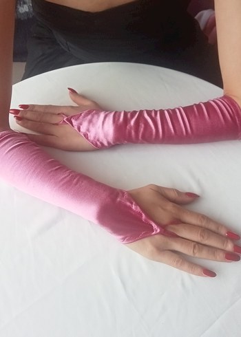 Pembe saten,likralı Kadın Eldivenleri - Görsel 4