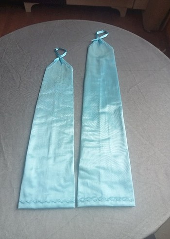 Mavi saten Gotik Kadın Eldivenleri - Görsel 4