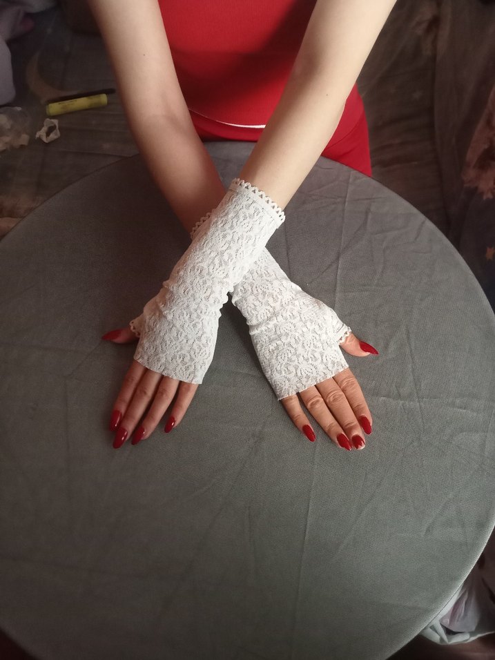 Dantel Detaylı Beyaz  Eldiven - Görsel 3