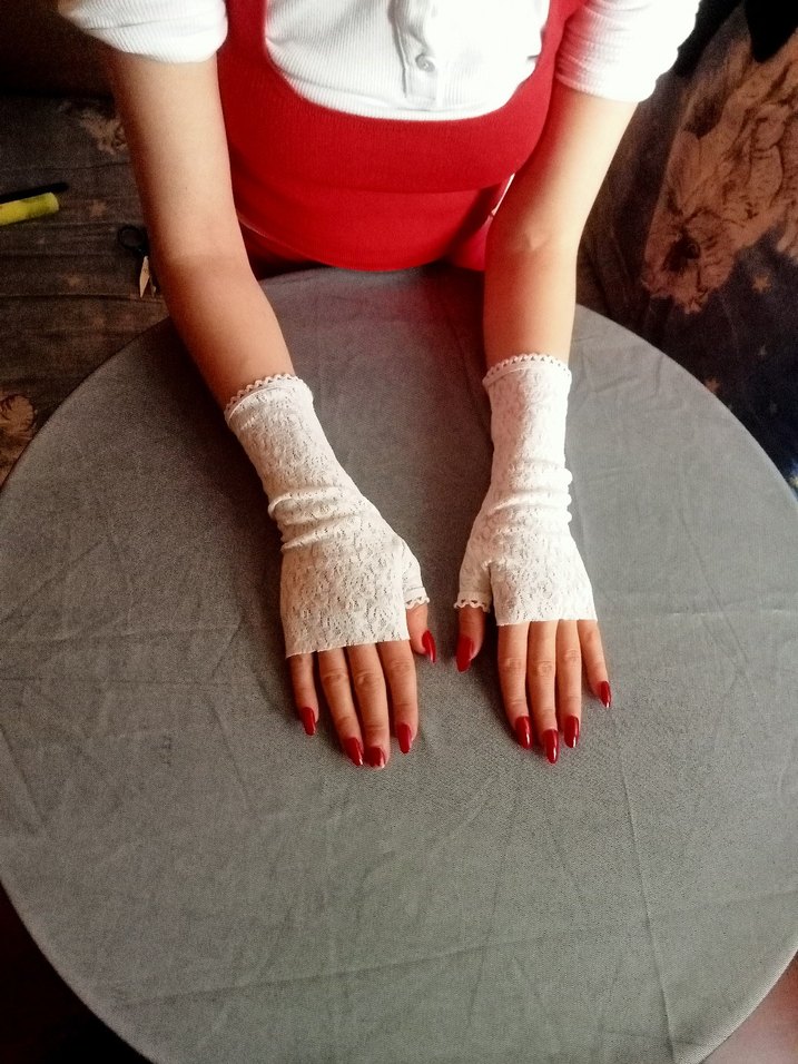 Dantel Detaylı Beyaz  Eldiven - Görsel 2