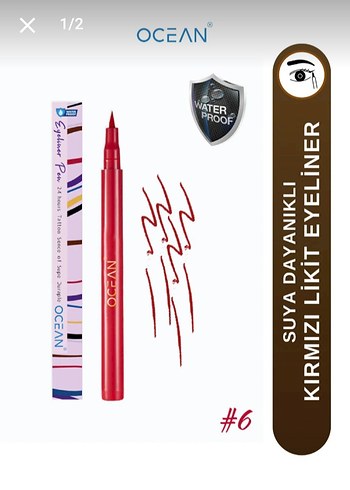 Ocean Suya Dayanıklı Kırmızı Likit Eyeliner - Görsel 2