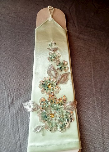 Yeşil İşlemeli Boncuklu Kadın Eldiven - Görsel 6