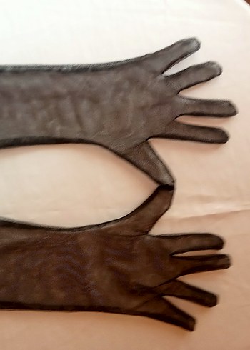 Şeffaf tül Siyah Gotik Kadın Eldiven - Görsel 5