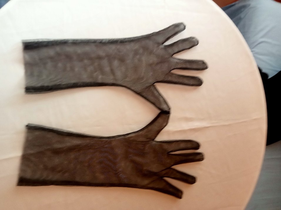 Şeffaf tül Siyah Gotik Kadın Eldiven - Görsel 5