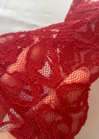 Kırmızı Dantel Yarım Parmak Goth Eldiven - Görsel 4