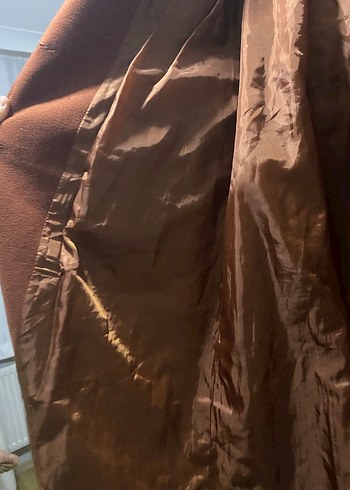 Taba Kadın Süet Kemerli Uzun Klasik Kaban - Görsel 4