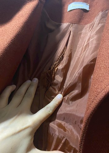 Taba Kadın Süet Kemerli Uzun Klasik Kaban - Görsel 5