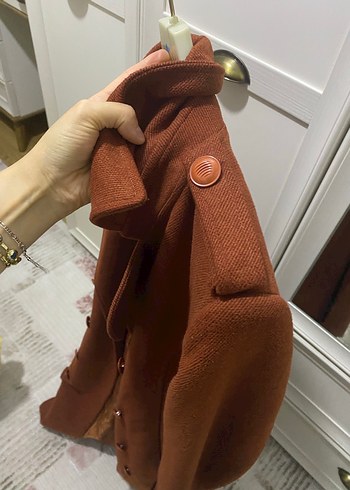 Taba Kadın Süet Kemerli Uzun Klasik Kaban - Görsel 9