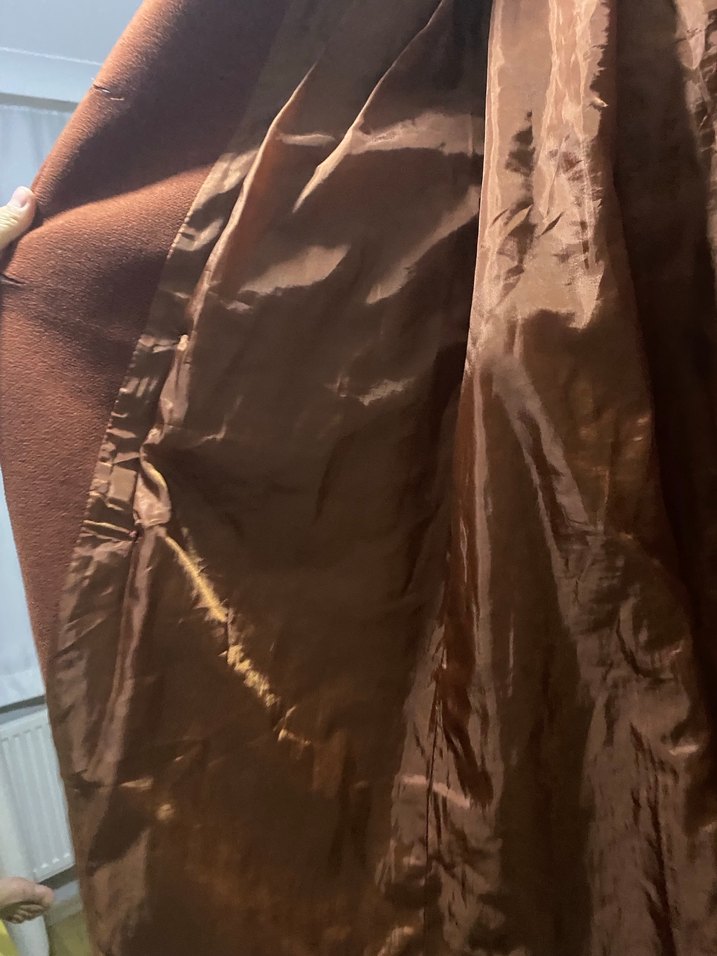 Taba Kadın Süet Kemerli Uzun Klasik Kaban - Görsel 4