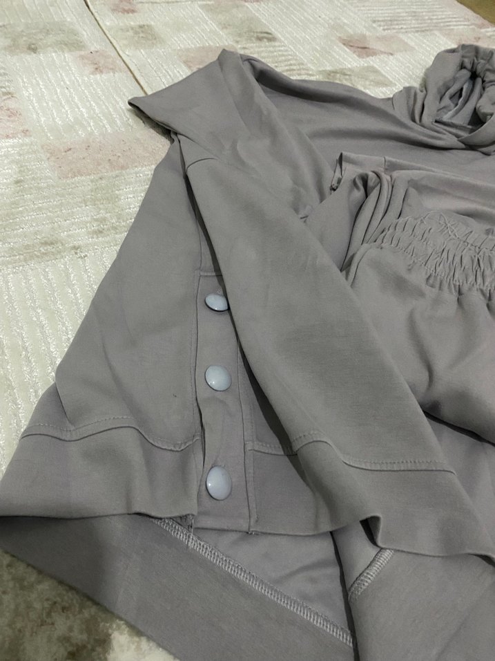 Düğmeli Gri Kadın Eşofman Takımı - Görsel 2