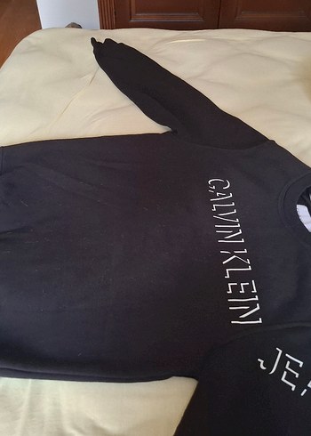 Siyah Erkek S beden Kalın Sweatshirt, Baskılı, ORJİNAL