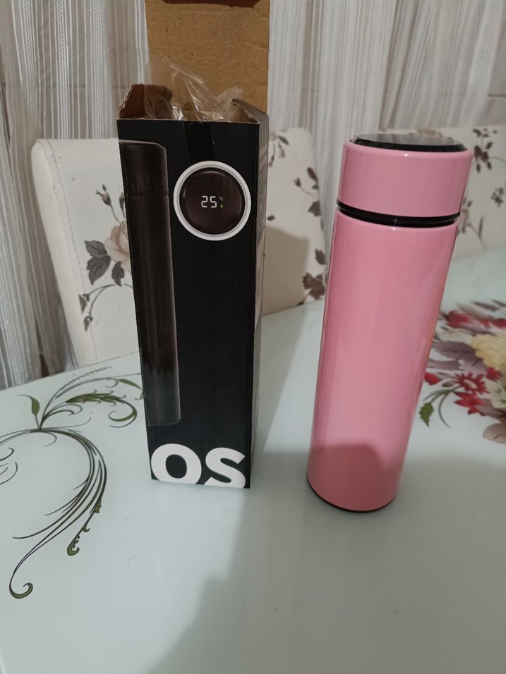 Pembe Termos Şişe 25°C Dijital Gösterge - Görsel 3