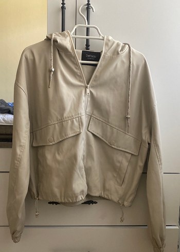 Bej Kadın Midi Ceket, Düz, Uzun Kollu - Görsel 6