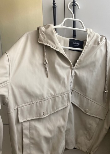 Bej Kadın Midi Ceket, Düz, Uzun Kollu - Görsel 7