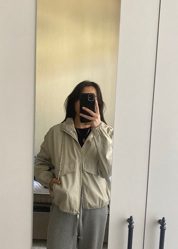 Bej Kadın Midi Ceket, Düz, Uzun Kollu - Görsel 10