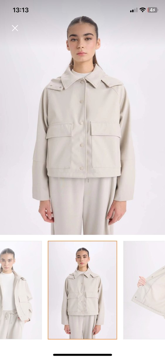 Bej Kadın Midi Ceket, Düz, Uzun Kollu - Görsel 2