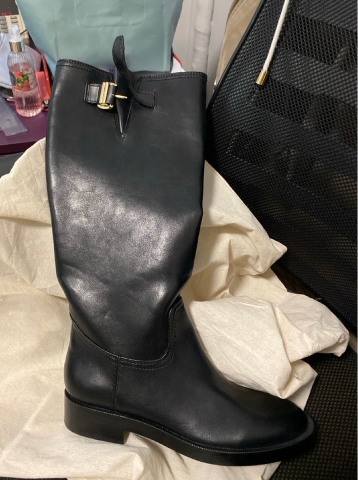 Zara Marka Siyah Deri Tokalı  Çizme - Görsel 3