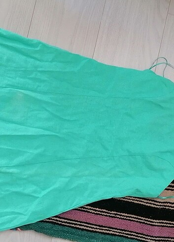 38 Beden turkuaz Renk Koton su yeşili elbise turkuaz