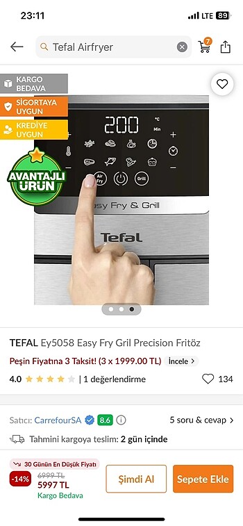  Beden Tefal airfray