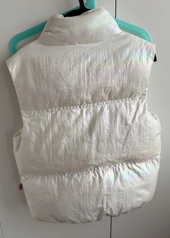 Kız Çocuk Beyaz Fermuarlı Yelek - Görsel 3