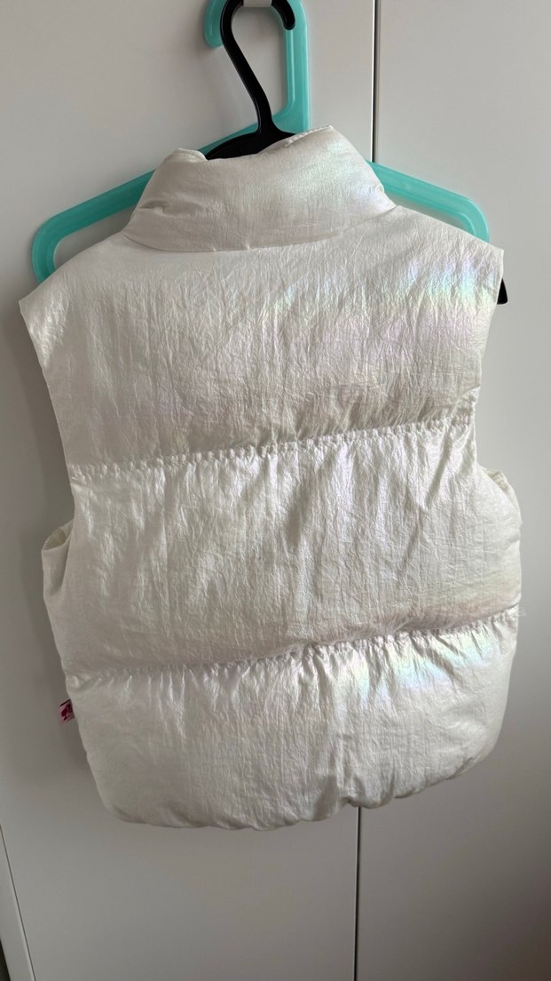 Kız Çocuk Beyaz Fermuarlı Yelek - Görsel 3