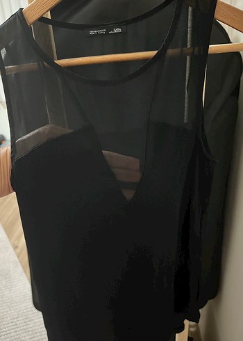 Siyah V Yaka Transparan Kadın Atlet - Görsel 2