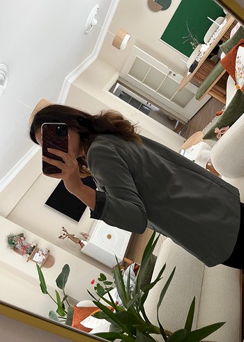 m Beden gri Renk Gri Kadın Düğmeli Normal Boy Blazer