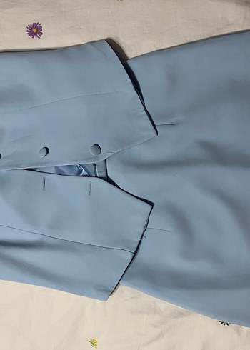 Düğmeli Beyaz Kadın Yelek Etek Takım - Görsel 7