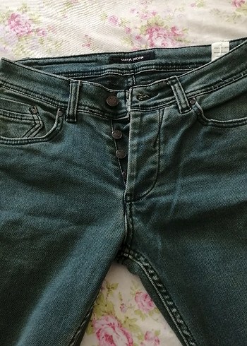 30 Beden yeşil Renk Gri Denim Bol Kesim Kot Pantolon