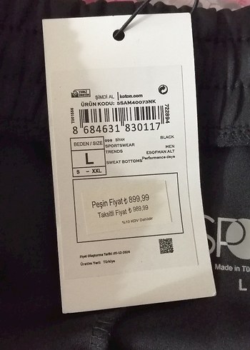 Koton Siyah Fermuarlı Erkek Jogger Eşofman - Görsel 8