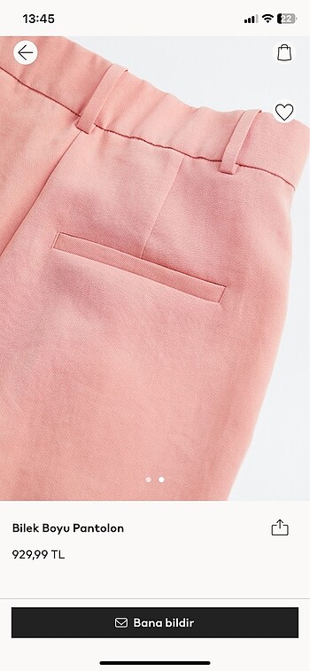 H&M H&M toz pembe bilek boyu pantolon