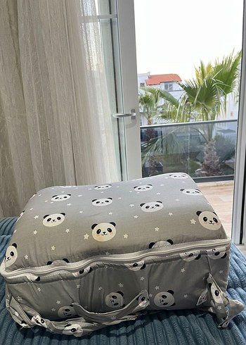 Jaju Baby Gri Panda Desenli Taşınabilir Bebek Yatağı - Görsel 6