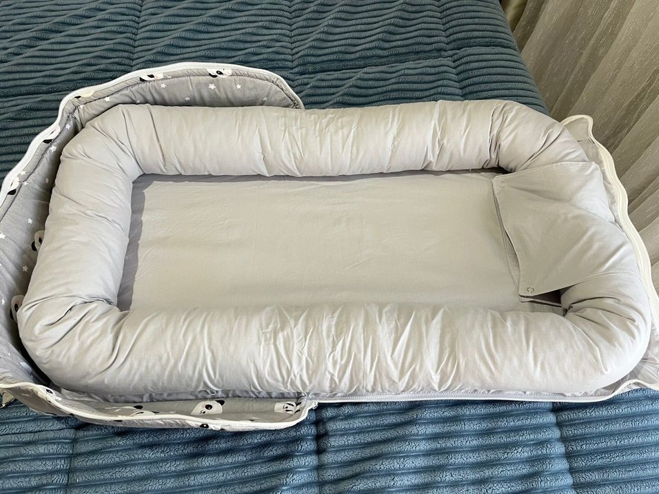 Jaju Baby Gri Panda Desenli Taşınabilir Bebek Yatağı - Görsel 3