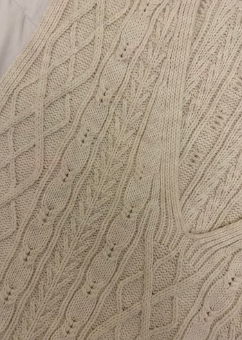 Bej Örgü Kadın Süveter V Yaka - Görsel 2