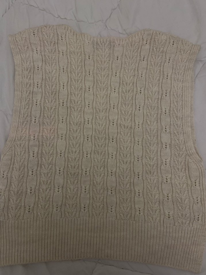 Bej Örgü Kadın Süveter V Yaka - Görsel 3