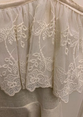 Kız Çocuk Beyaz Nakışlı Keten Elbise - Görsel 2