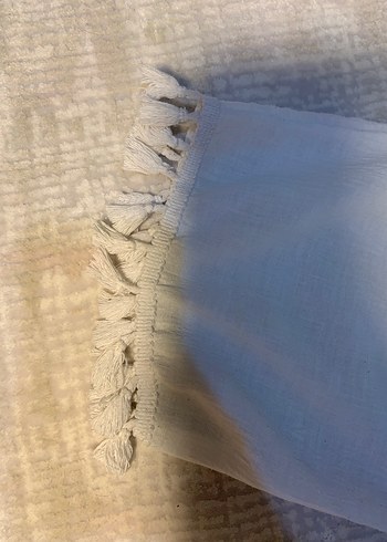 Kadın Beyaz Keten Drapeli Wrap Bluz - Görsel 2