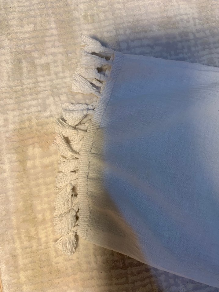 Kadın Beyaz Keten Drapeli Wrap Bluz - Görsel 2