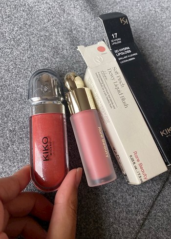 Rare beauty allık ve kiko lipgloss seti