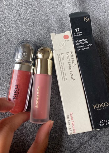  Beden Rare Beauty allık ve kiko lipgloss seti