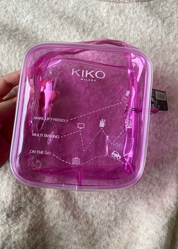 Kiko Pembe Şeffaf makyaj çantası