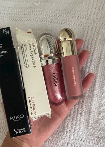 Rare beauty allık ve kiko lipgloss seti