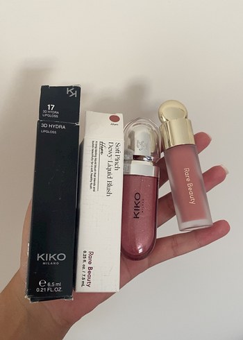 Rare Rare beauty allık ve kiko lipgloss seti